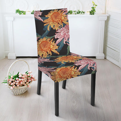 Japanese Chrysanthemum Pattern Print Dining Chair Slipcover