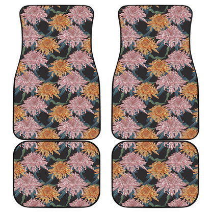 Japanese Chrysanthemum Pattern Print Front and Back Car Floor Mats