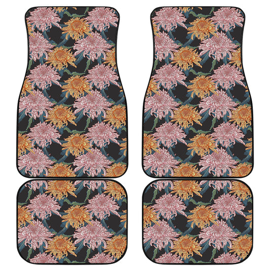 Japanese Chrysanthemum Pattern Print Front and Back Car Floor Mats