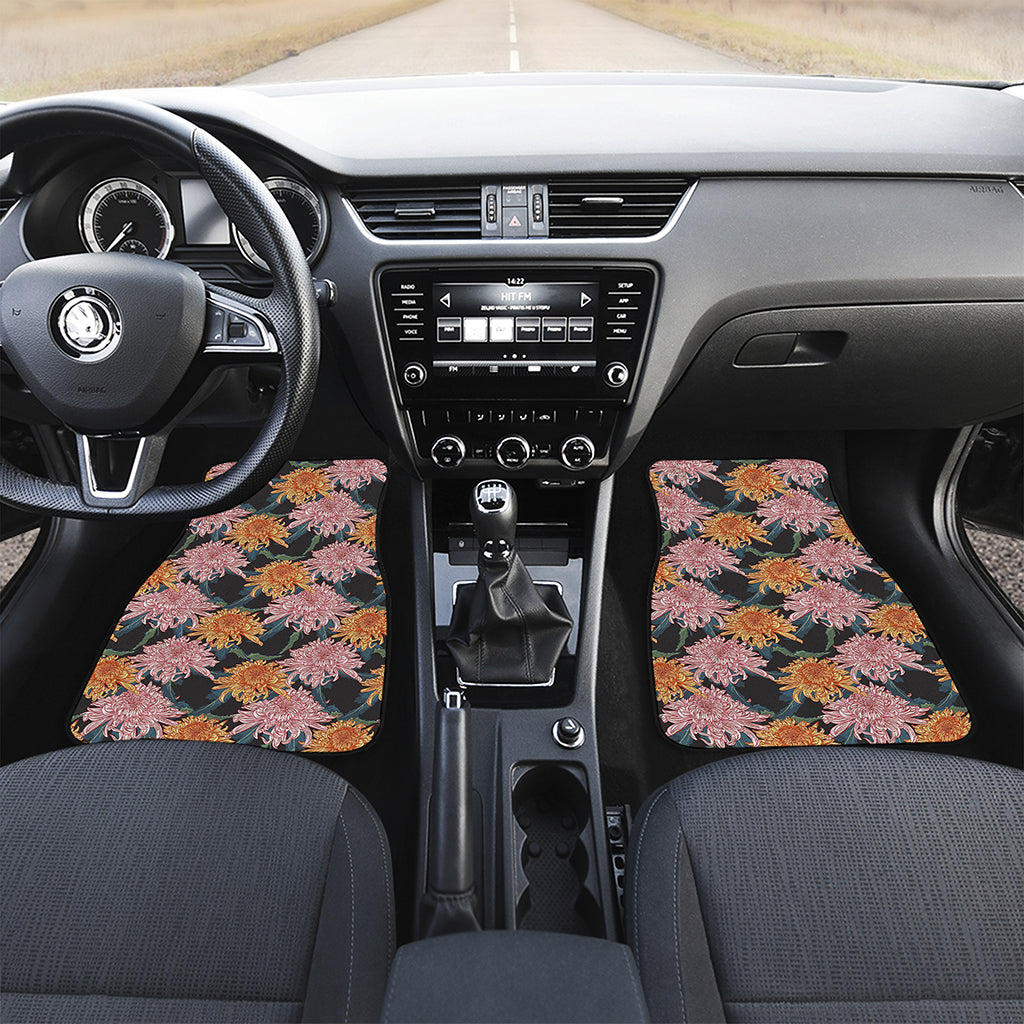 Japanese Chrysanthemum Pattern Print Front and Back Car Floor Mats