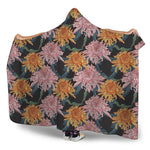 Japanese Chrysanthemum Pattern Print Hooded Blanket