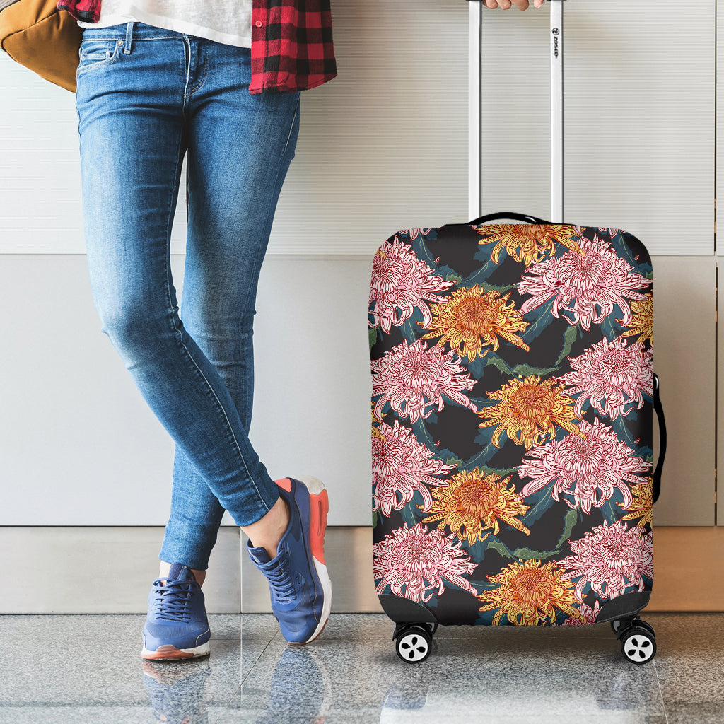 Japanese Chrysanthemum Pattern Print Luggage Cover