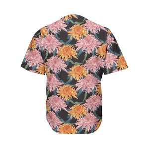 Japanese Chrysanthemum Pattern Print Men's Baseball Jersey