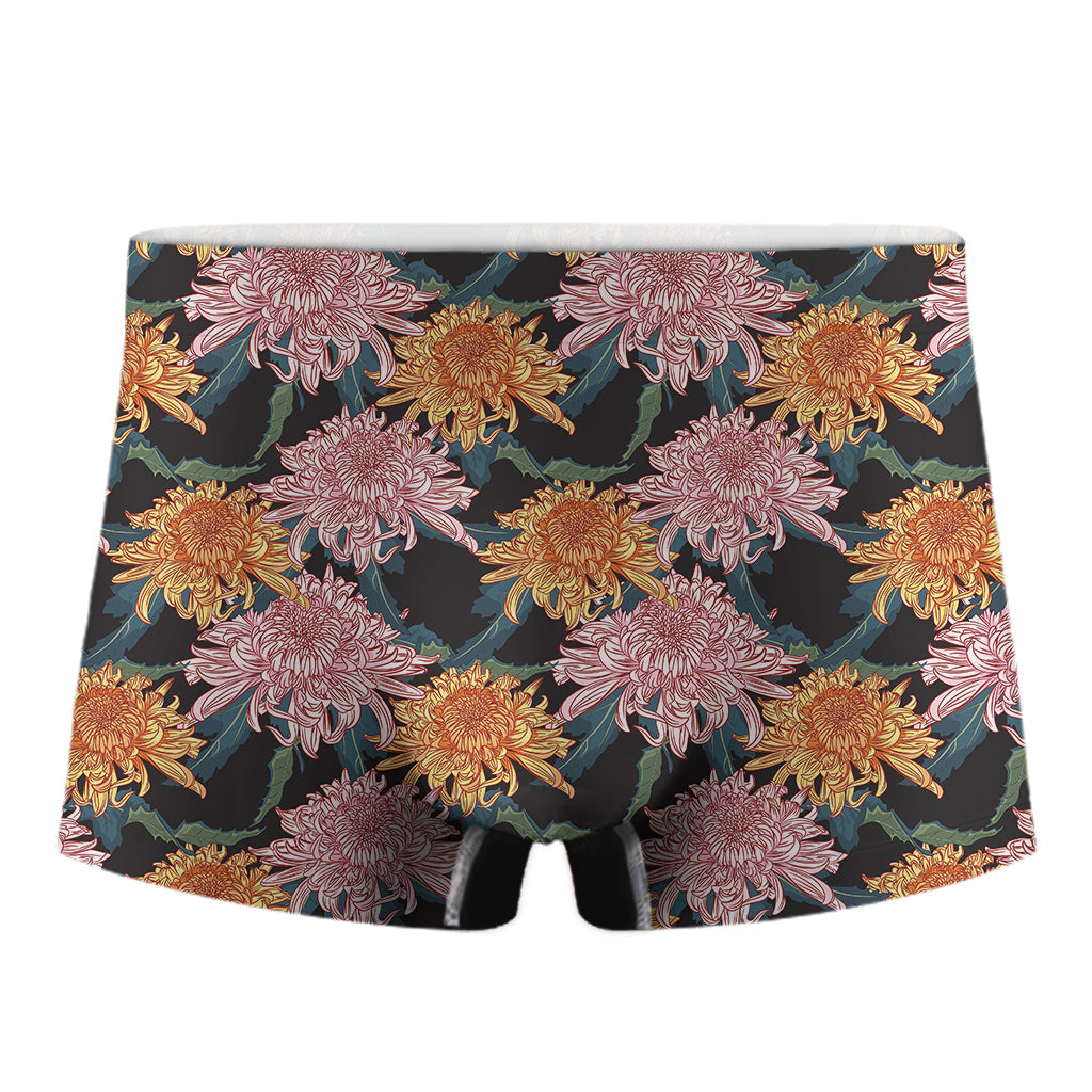 Japanese Chrysanthemum Pattern Print Men's Boxer Briefs