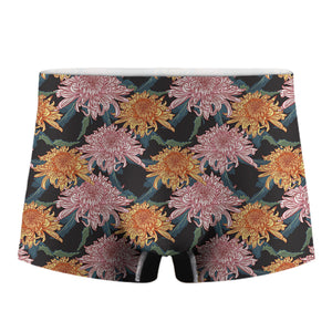 Japanese Chrysanthemum Pattern Print Men's Boxer Briefs