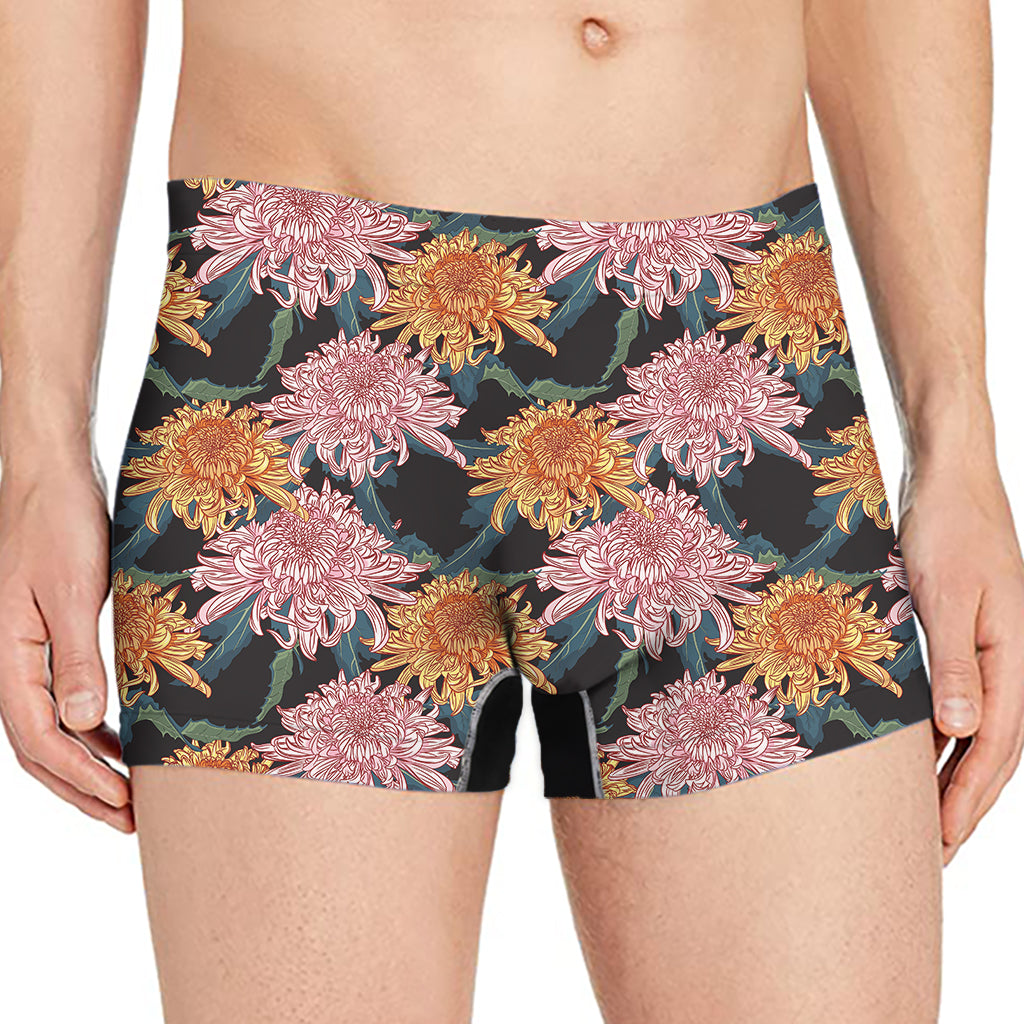 Japanese Chrysanthemum Pattern Print Men's Boxer Briefs