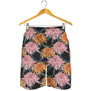 Japanese Chrysanthemum Pattern Print Men's Shorts