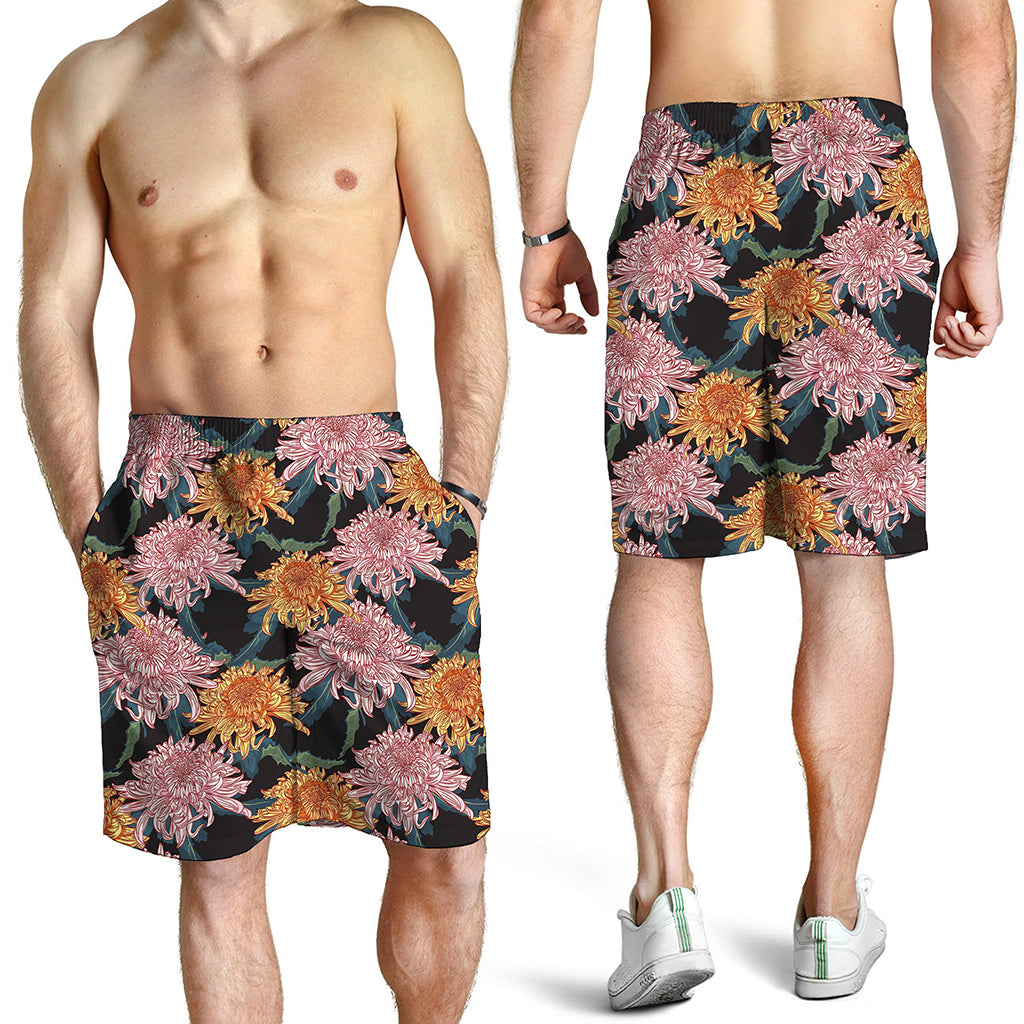 Japanese Chrysanthemum Pattern Print Men's Shorts