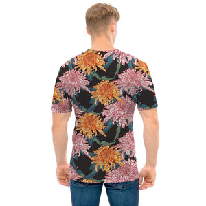 Japanese Chrysanthemum Pattern Print Men's T-Shirt