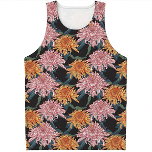 Japanese Chrysanthemum Pattern Print Men's Tank Top