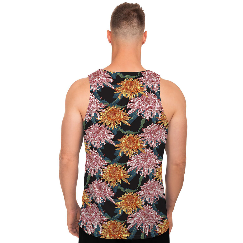 Japanese Chrysanthemum Pattern Print Men's Tank Top