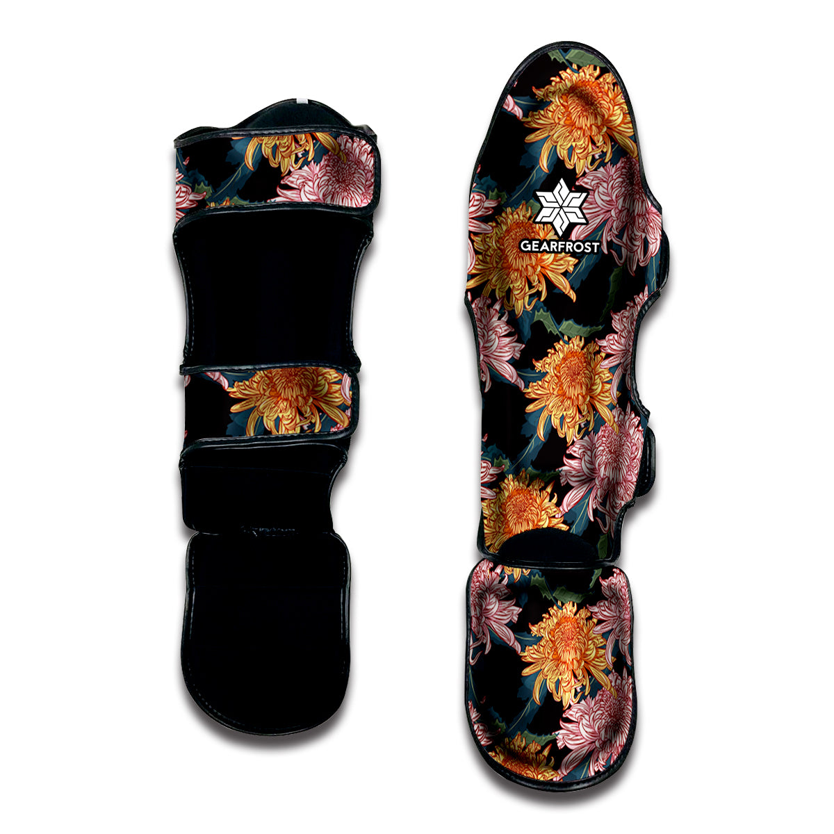 Japanese Chrysanthemum Pattern Print Muay Thai Shin Guard