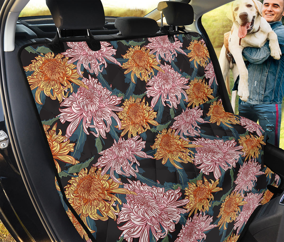 Japanese Chrysanthemum Pattern Print Pet Car Back Seat Cover