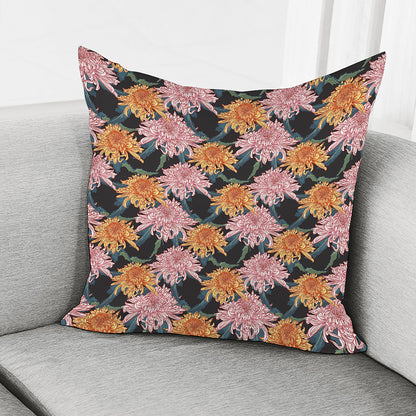 Japanese Chrysanthemum Pattern Print Pillow Cover