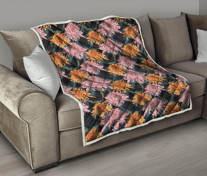 Japanese Chrysanthemum Pattern Print Quilt