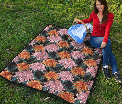 Japanese Chrysanthemum Pattern Print Quilt