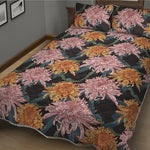 Japanese Chrysanthemum Pattern Print Quilt Bed Set