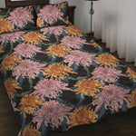 Japanese Chrysanthemum Pattern Print Quilt Bed Set