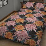 Japanese Chrysanthemum Pattern Print Quilt Bed Set