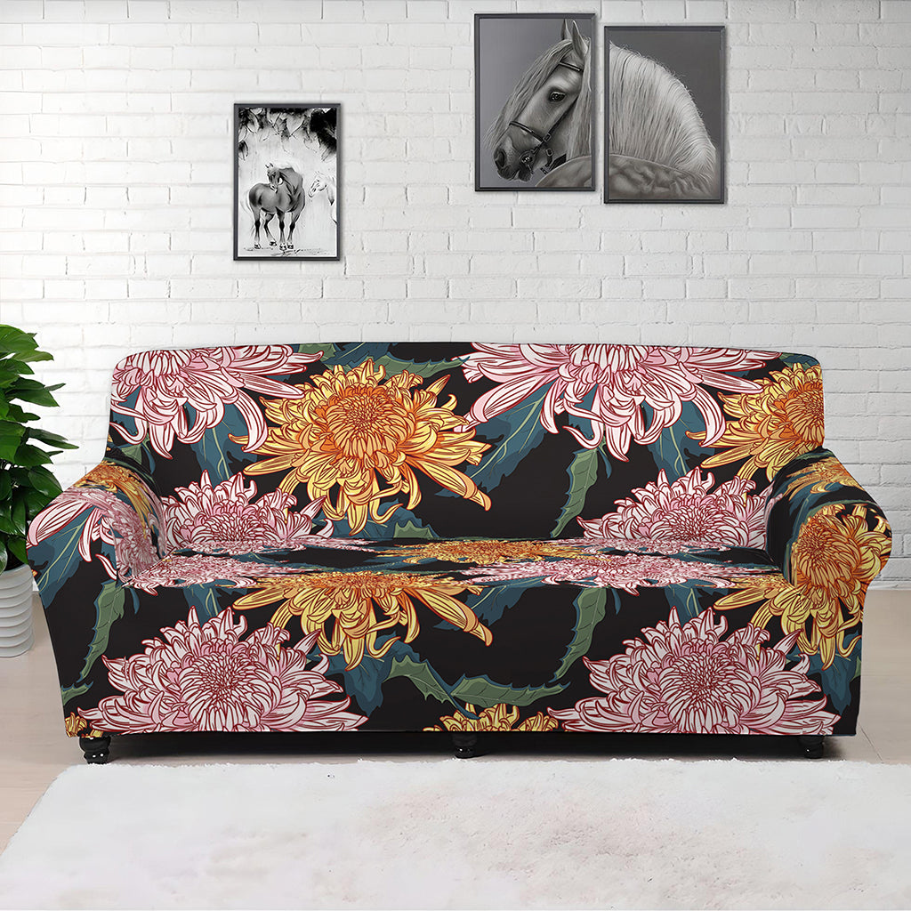 Japanese Chrysanthemum Pattern Print Sofa Cover