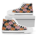 Japanese Chrysanthemum Pattern Print White High Top Sneakers