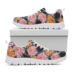 Japanese Chrysanthemum Pattern Print White Sneakers