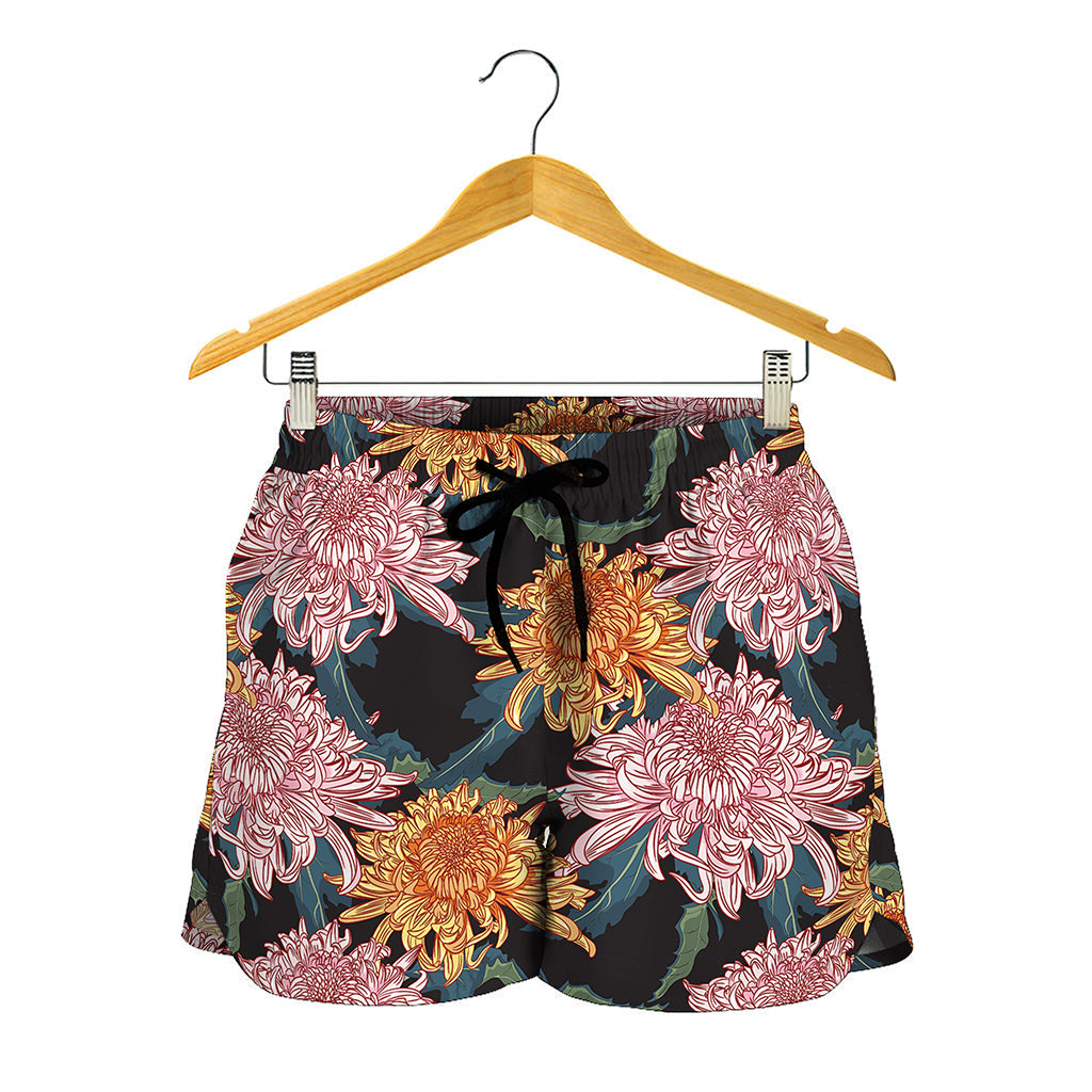 Japanese Chrysanthemum Pattern Print Women's Shorts