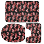 Japanese Cluster Amaryllis Pattern Print 3 Piece Bath Mat Set