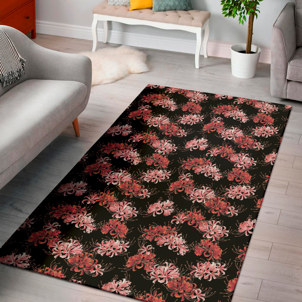 Japanese Cluster Amaryllis Pattern Print Area Rug