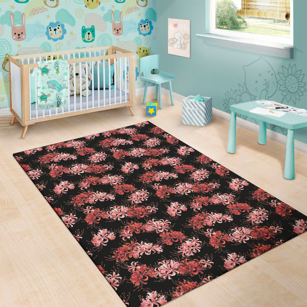 Japanese Cluster Amaryllis Pattern Print Area Rug