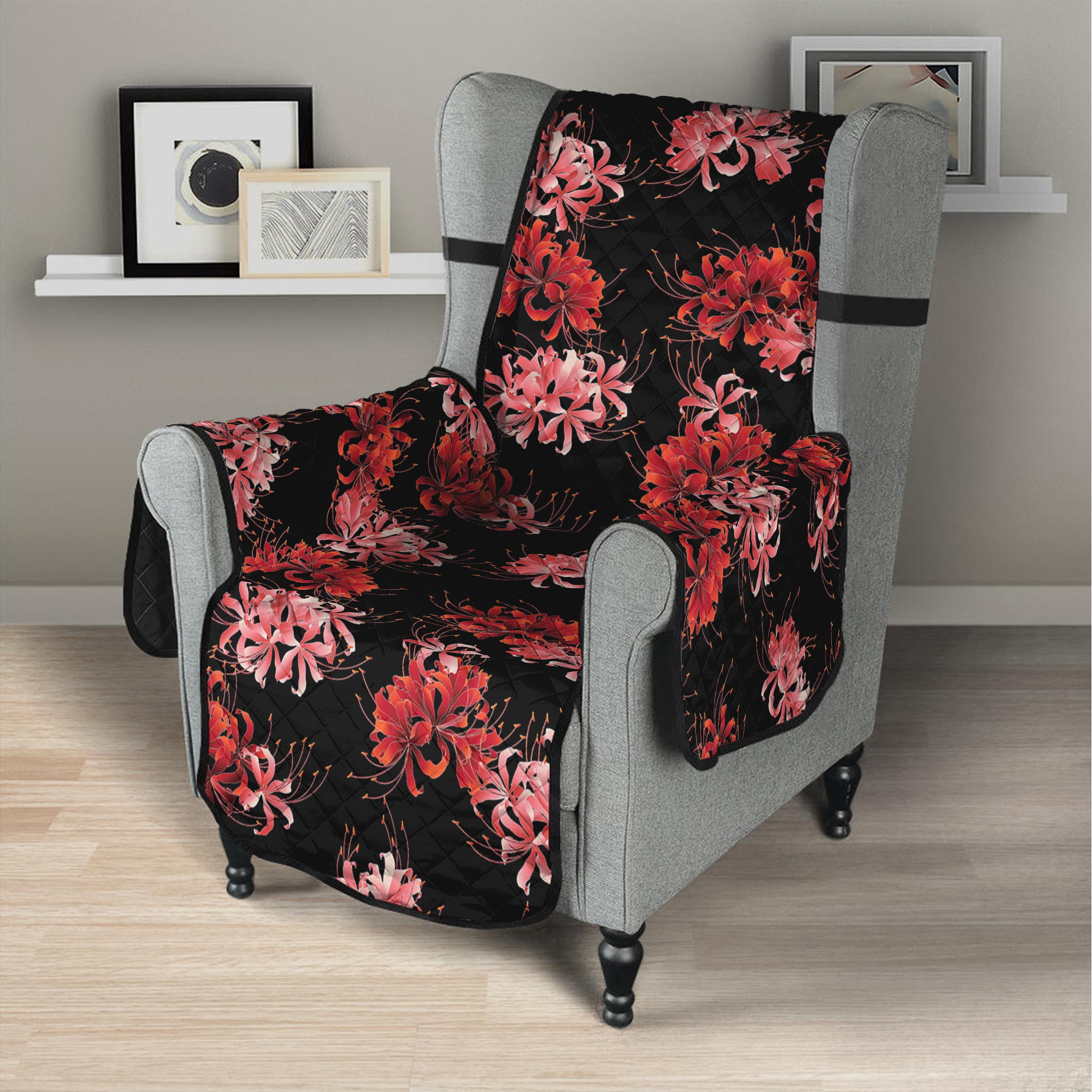 Japanese Cluster Amaryllis Pattern Print Armchair Protector