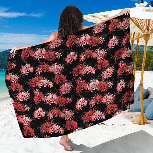 Japanese Cluster Amaryllis Pattern Print Beach Sarong Wrap