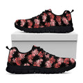 Japanese Cluster Amaryllis Pattern Print Black Running Shoes