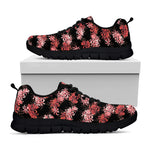 Japanese Cluster Amaryllis Pattern Print Black Sneakers