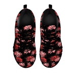 Japanese Cluster Amaryllis Pattern Print Black Sneakers