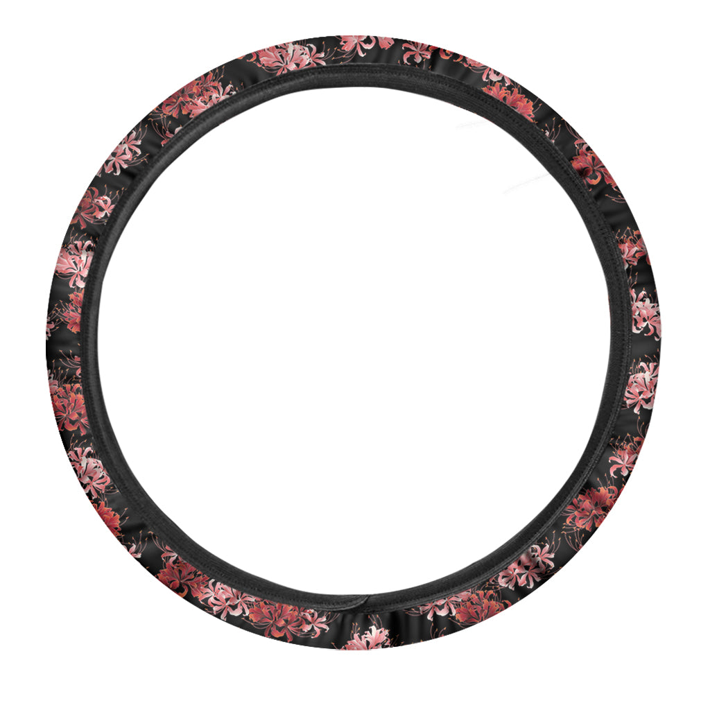 Japanese Cluster Amaryllis Pattern Print Car Steering Wheel Cover
