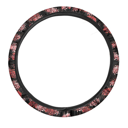 Japanese Cluster Amaryllis Pattern Print Car Steering Wheel Cover
