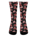 Japanese Cluster Amaryllis Pattern Print Crew Socks