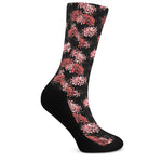 Japanese Cluster Amaryllis Pattern Print Crew Socks