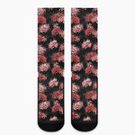 Japanese Cluster Amaryllis Pattern Print Crew Socks