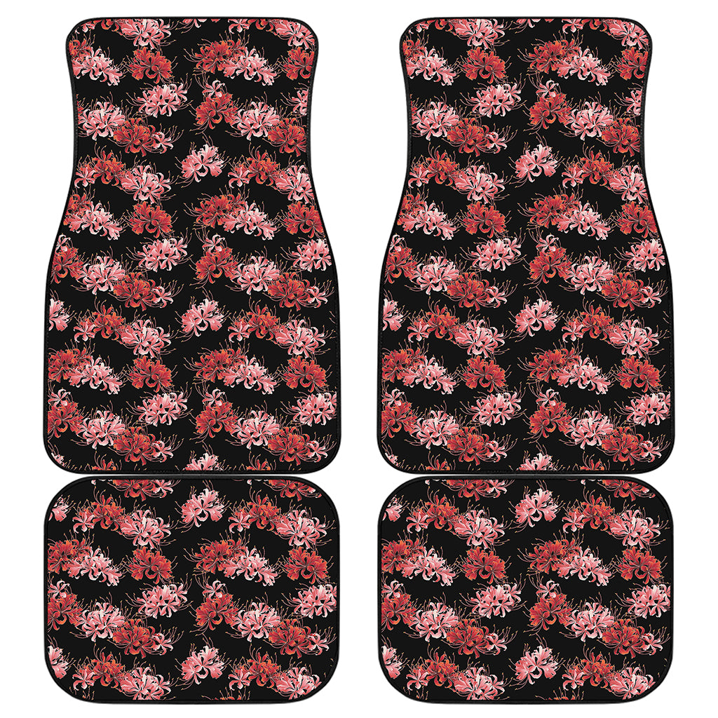 Japanese Cluster Amaryllis Pattern Print Front and Back Car Floor Mats