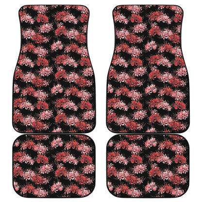Japanese Cluster Amaryllis Pattern Print Front and Back Car Floor Mats