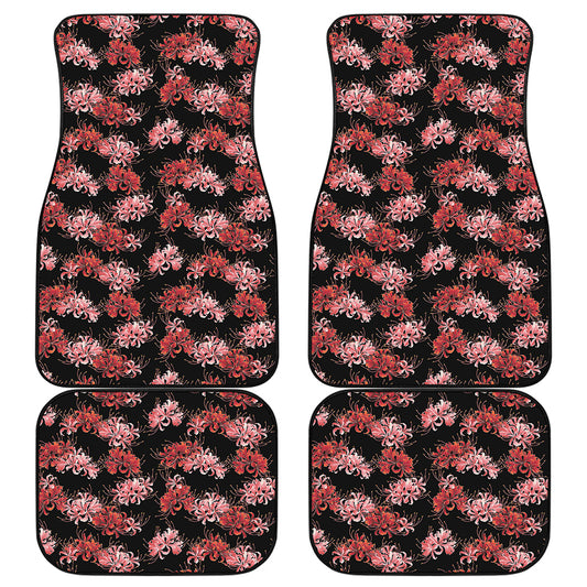 Japanese Cluster Amaryllis Pattern Print Front and Back Car Floor Mats