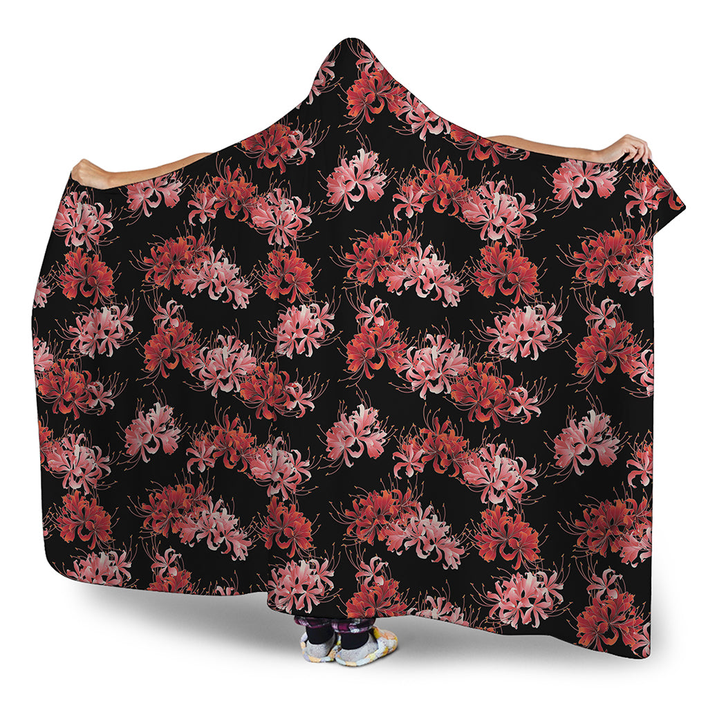 Japanese Cluster Amaryllis Pattern Print Hooded Blanket