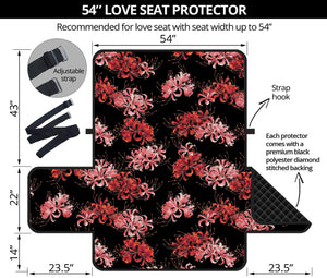 Japanese Cluster Amaryllis Pattern Print Loveseat Protector