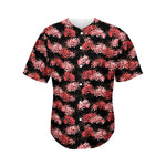 Japanese Cluster Amaryllis Pattern Print Men's Baseball Jersey