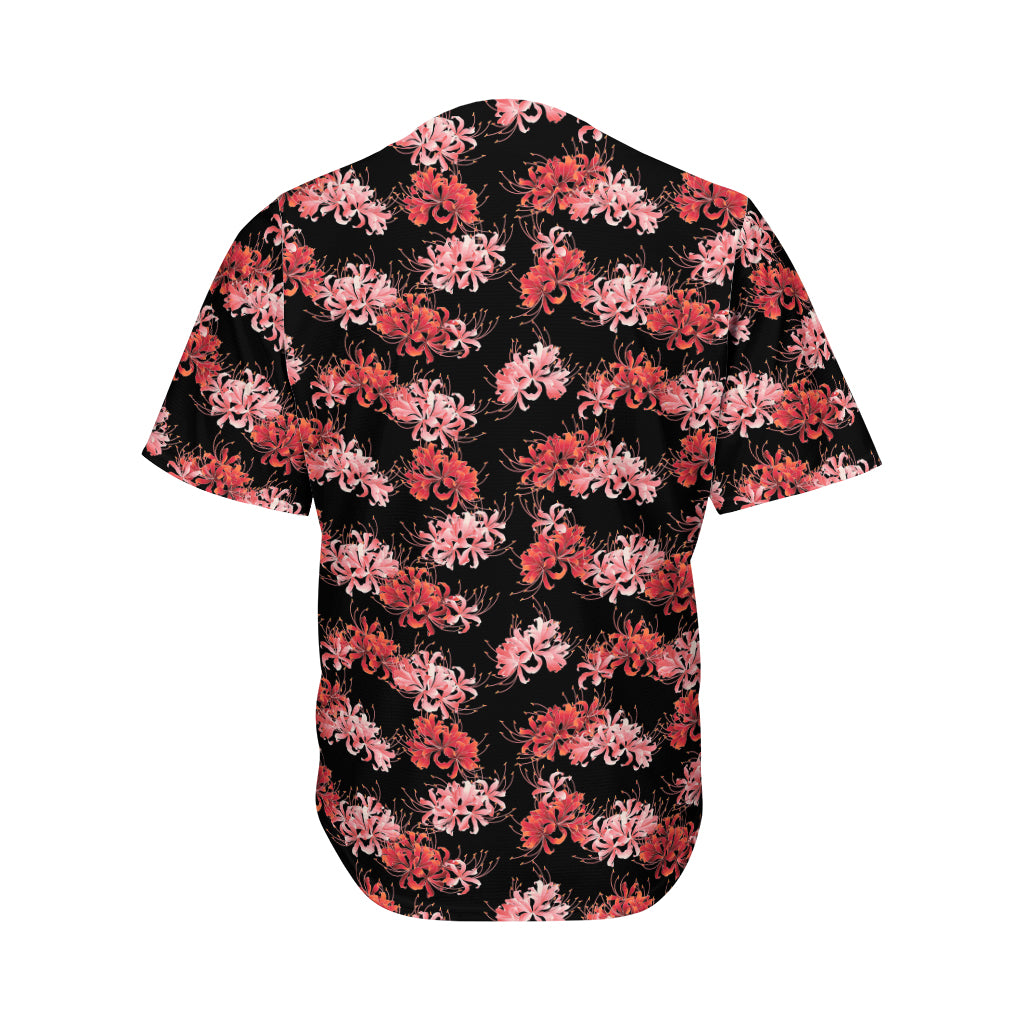 Japanese Cluster Amaryllis Pattern Print Men's Baseball Jersey