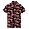 Japanese Cluster Amaryllis Pattern Print Men's Short Sleeve Shirt