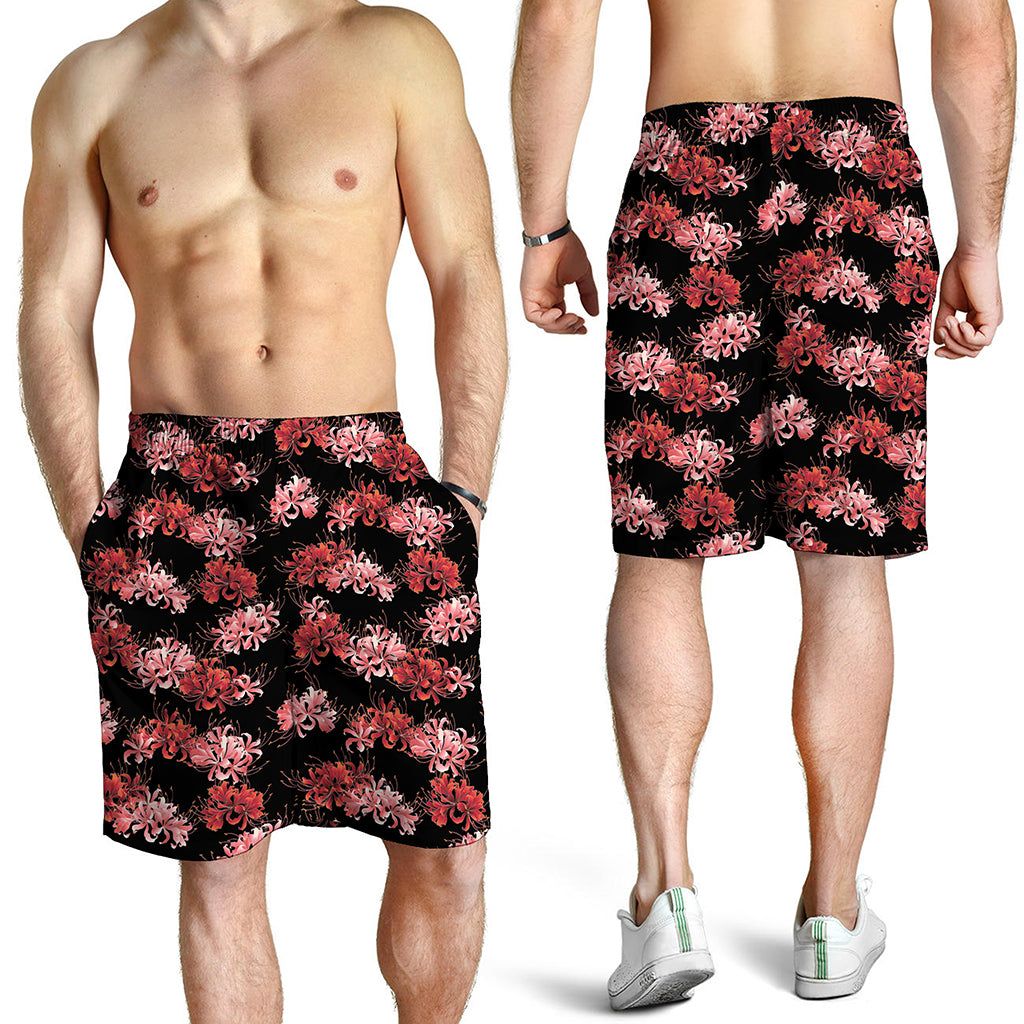 Japanese Cluster Amaryllis Pattern Print Men's Shorts