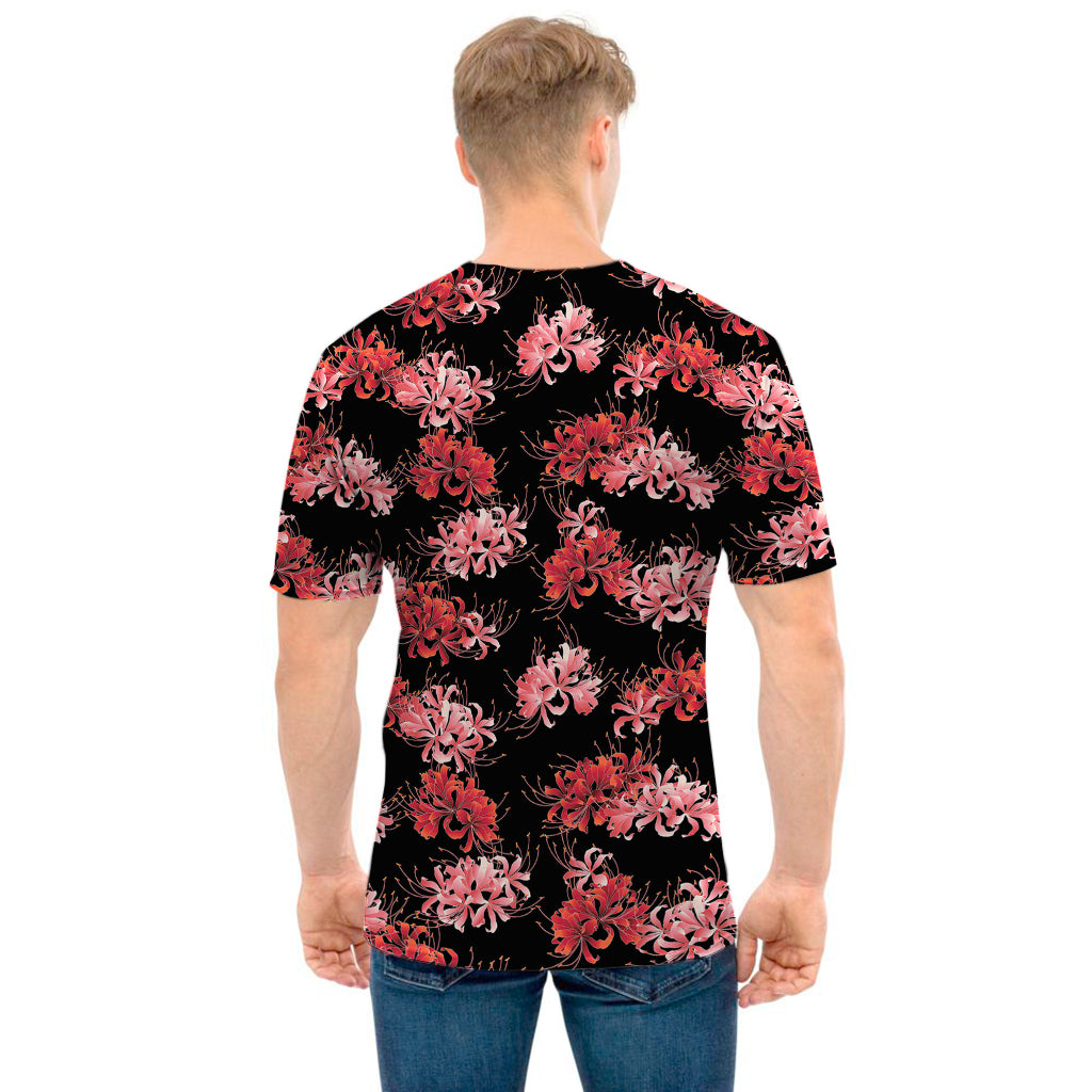 Japanese Cluster Amaryllis Pattern Print Men's T-Shirt